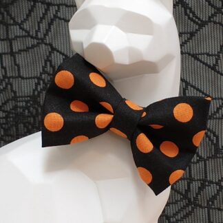 Halloween Cat Bow Tie and Collar - Halloween Dots, Large