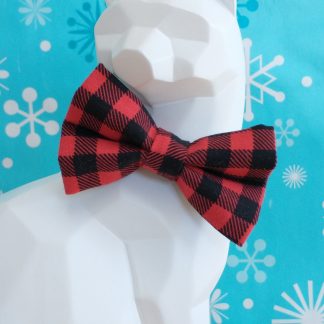 Christmas Cat Bow Tie and Collar - Buffalo Plaid