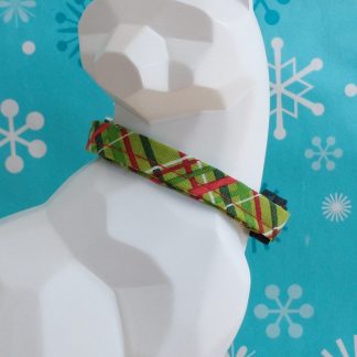 Christmas Cat Collar - Festive Plaid Green