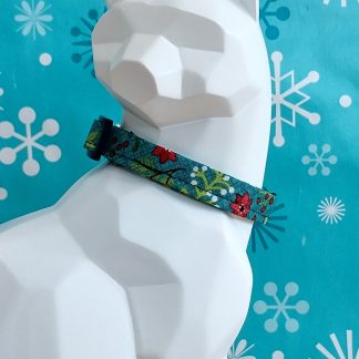Christmas Kitten Collar - Christmas Floral on Blue