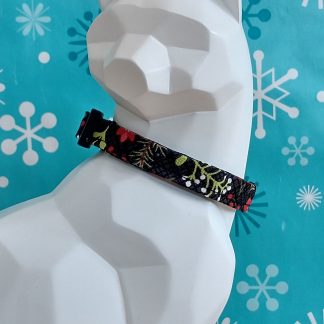 Christmas Kitten Collar - Christmas Floral on Black