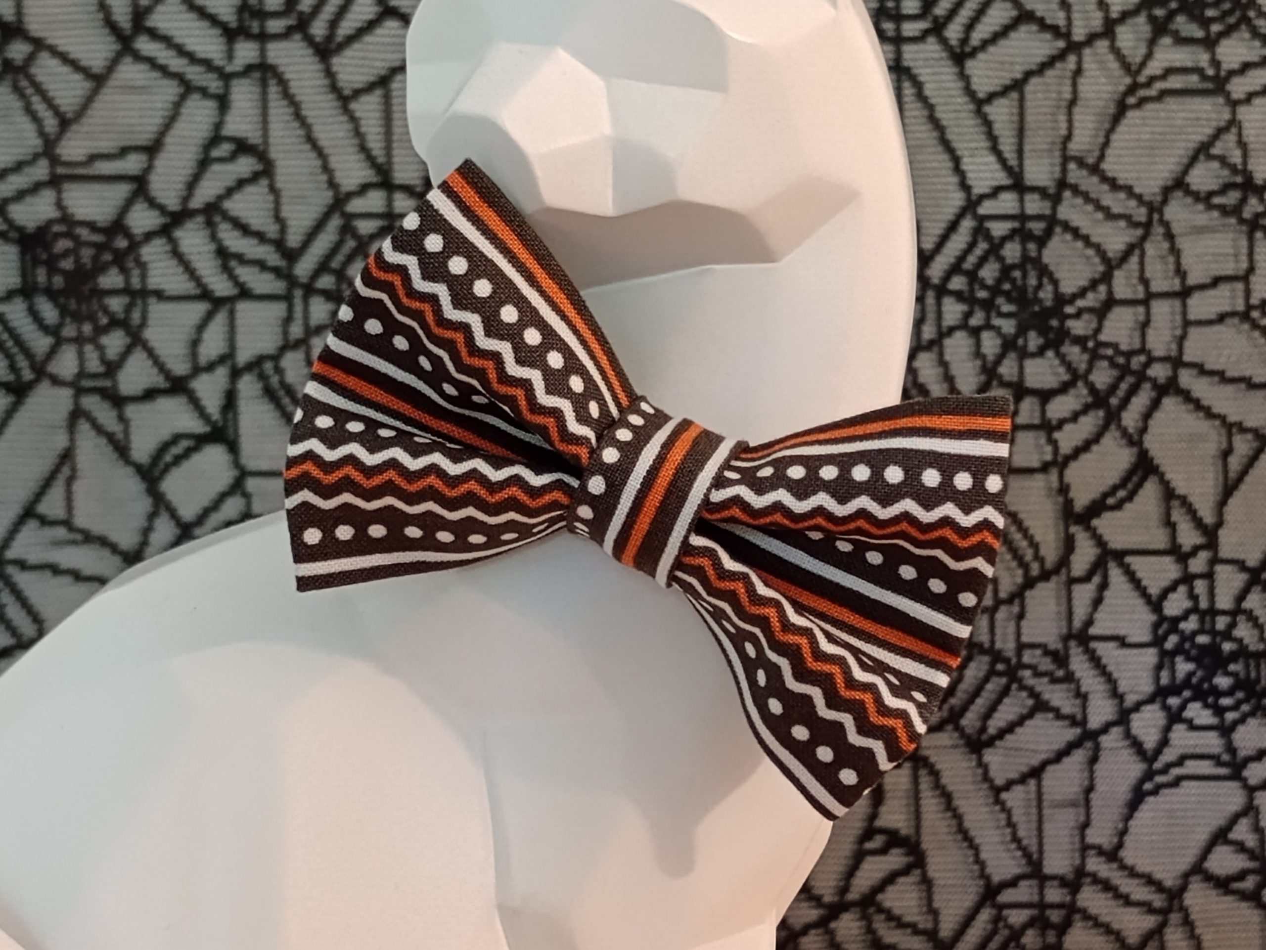 Halloween Cat Bow Tie and Collar - Geometric, Black