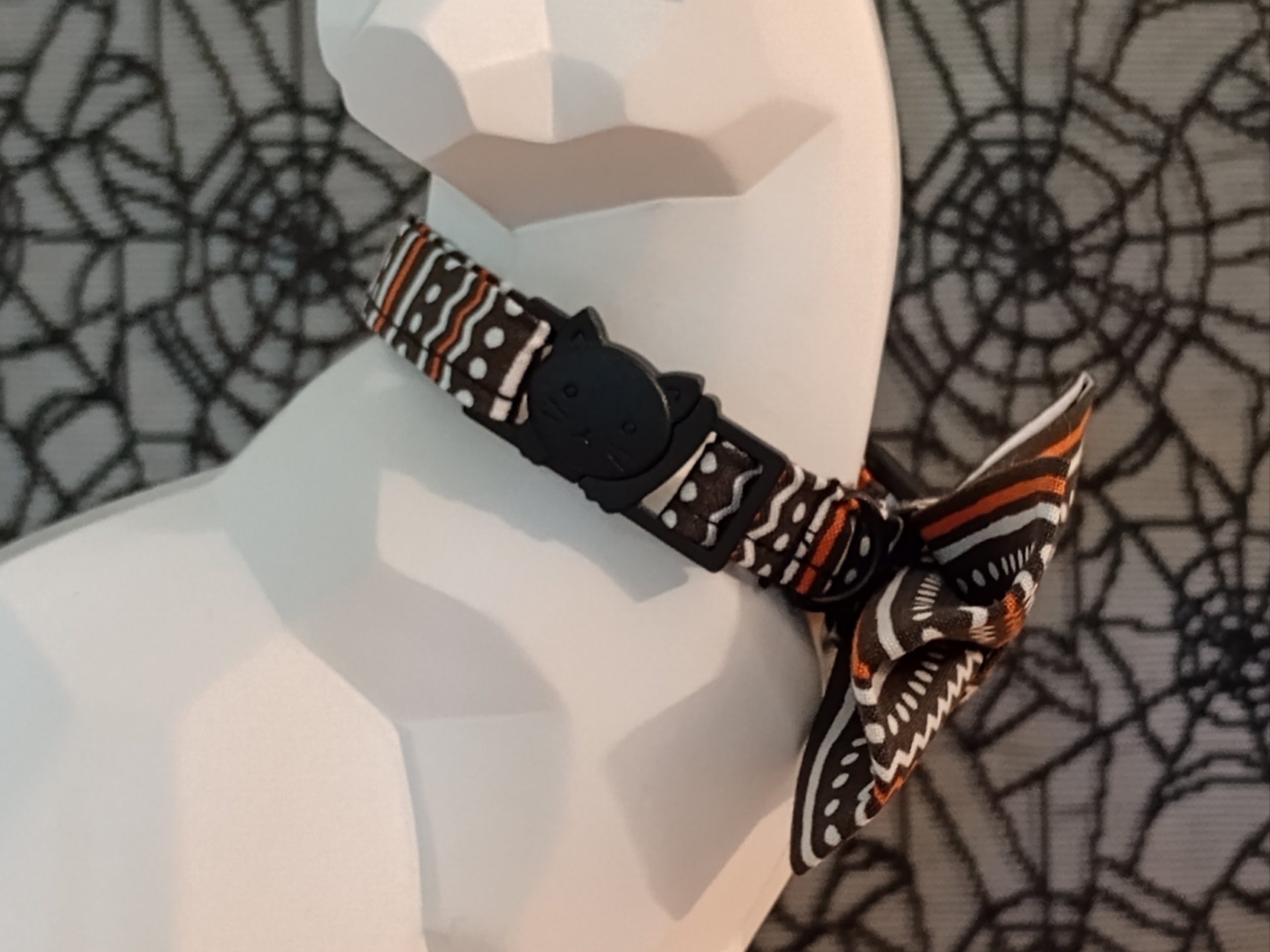 Halloween Cat Bow Tie and Collar - Geometric, Black - Image 2