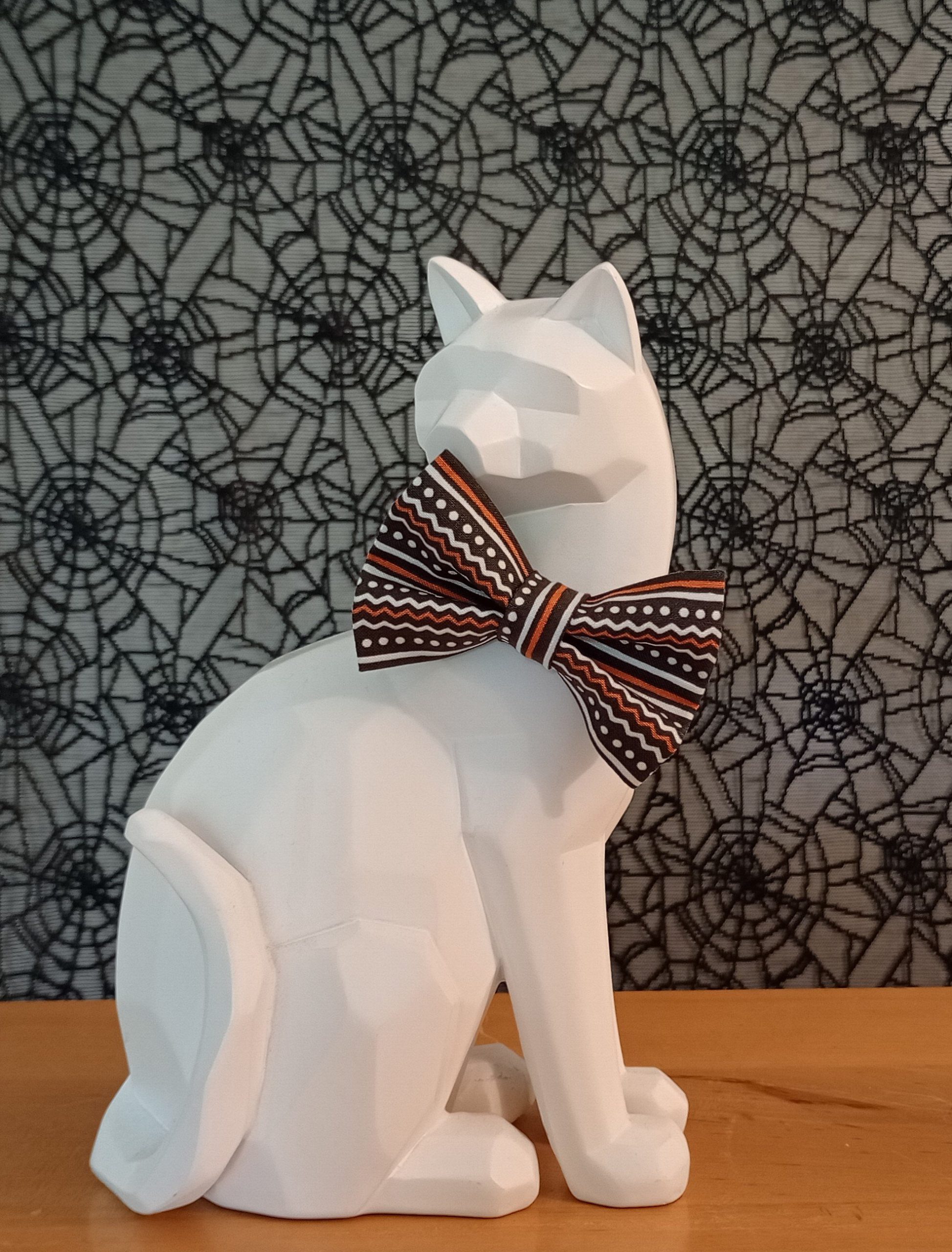 Halloween Cat Bow Tie and Collar - Geometric, Black - Image 3